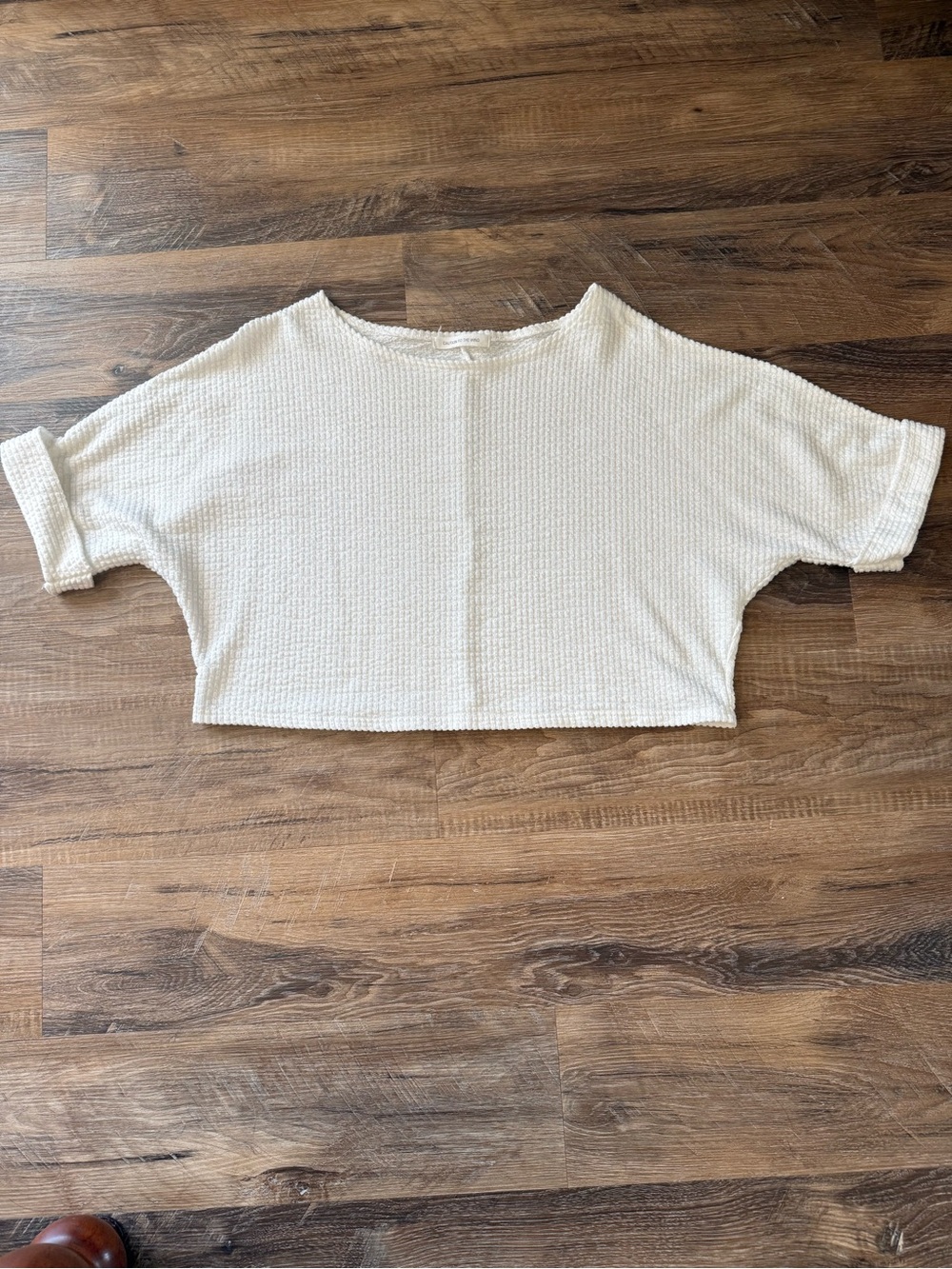 Caution To The Wind Cream Waffle Knit Cropped Top